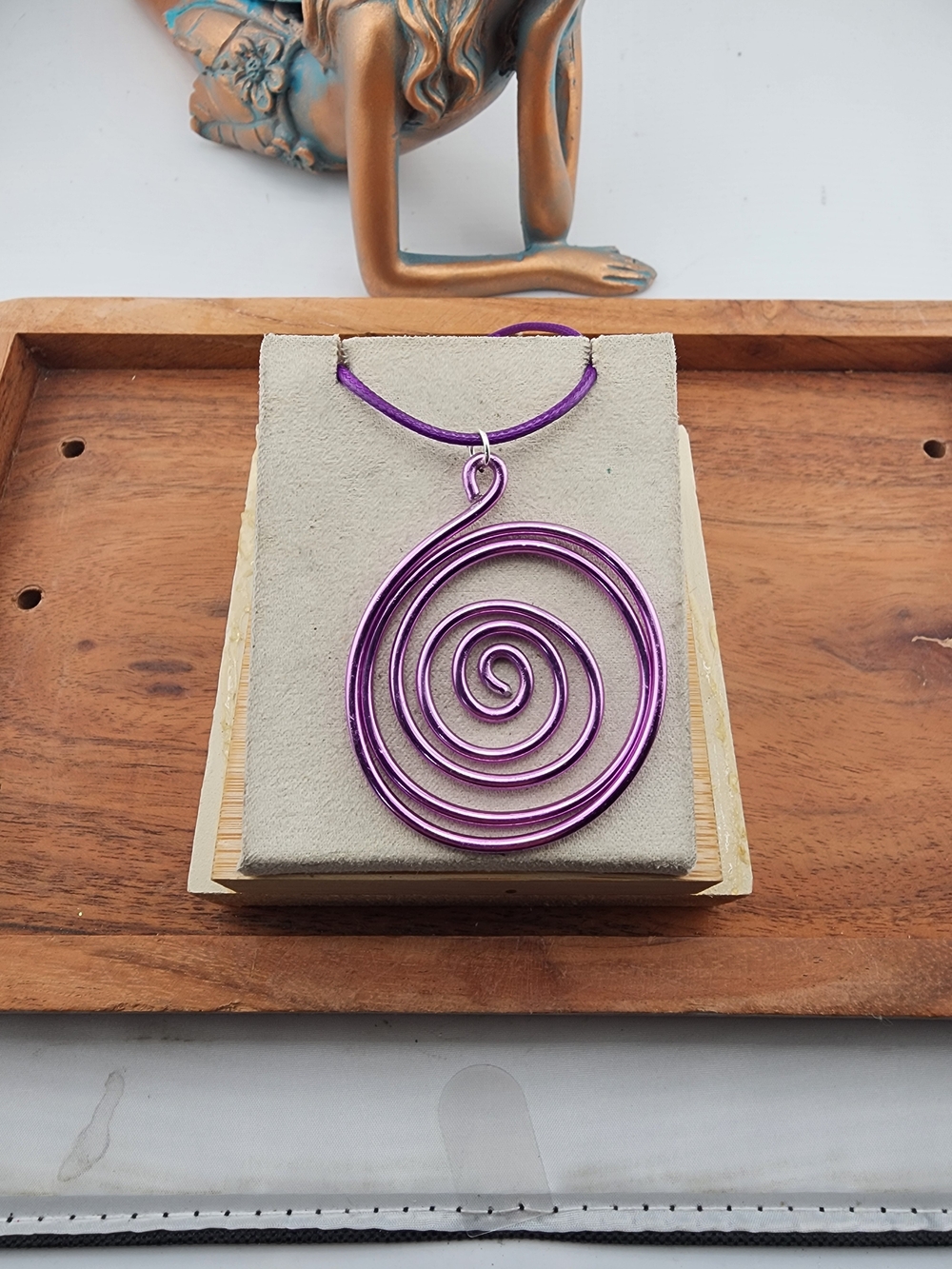 Handcrafted Purple Spiral Pendant Necklace for Women